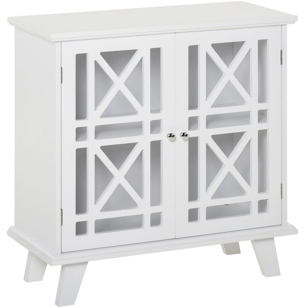 Buffet avec portes ajourées et étagère, blanc