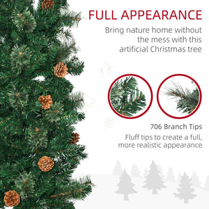 Sapin de Noël artificiel 7,5 pieds avec pommes de pin