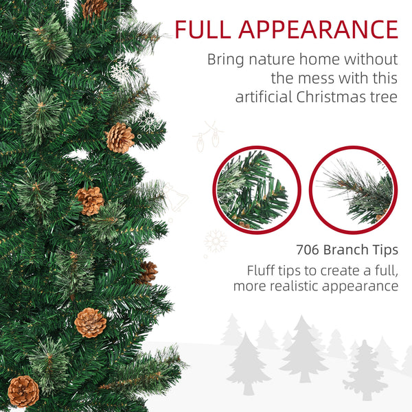 Sapin de Noël artificiel 7,5 pieds avec pommes de pin