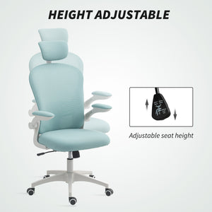 Chaise de bureau en maille avec appui-tête réglable, soutien lombaire 4D, accoudoirs relevables, vert clair
