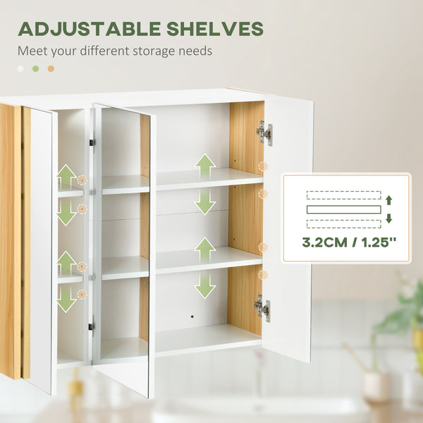 Armoire à pharmacie murale avec miroir, 3 portes et étagères