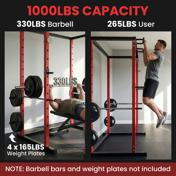 Cage de musculation d'une capacité de 454 kg (1000 lbs) avec hauteur réglable