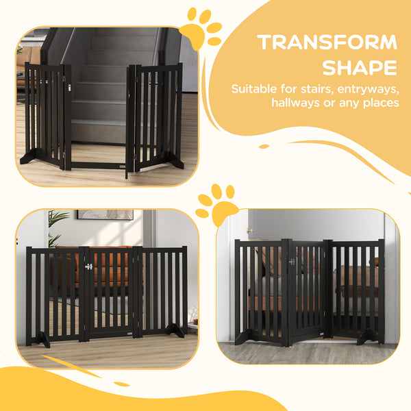 Barrière pour chien pliable à 3 panneaux avec pieds, noire
