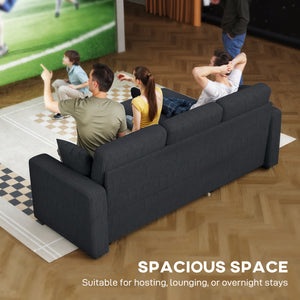 81" Sofa Bed, 2 In 1 Pull Out Sleeper Sofa Bed with Storage, Corduroy Convertible Couch for Living Room, Dark Grey