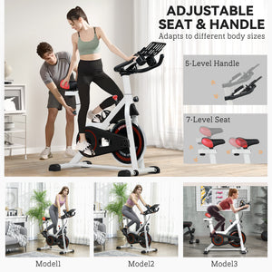 Vélo d'appartement vertical réglable avec écran LCD, résistance réglable, blanc
