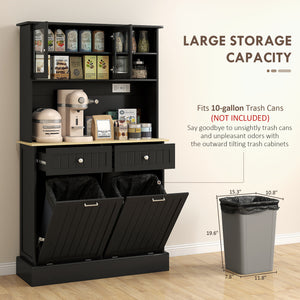 Meuble de cuisine avec station de charge et 2 placards basculant, noir