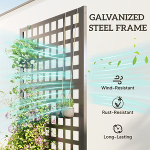 Galvanized raised planter with trellis for climbing plants, vegetables and vines
