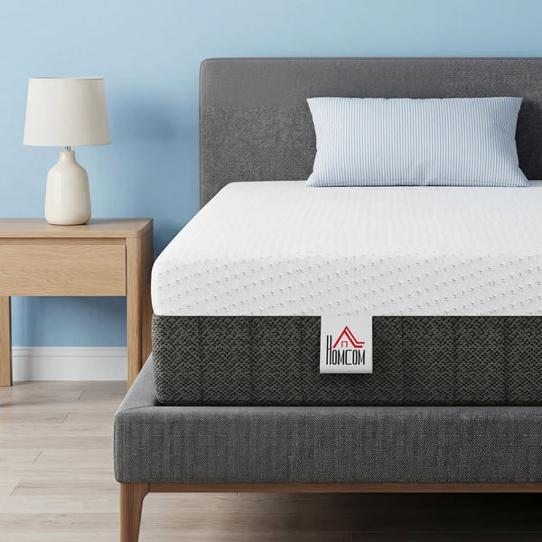 Matelas King 10 po à 3 couches avec mousse mémoire rafraîchissante et soulagement de la pression – Blanc et gris foncé