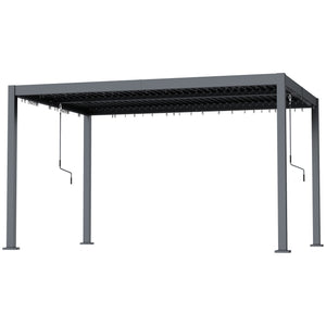 10' x 12' Louvered Pergola with Adjustable Metal Roof and Aluminum Frame, Outdoor Hardtop Gazebo with Drainage System