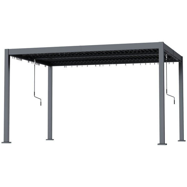 10' x 12' Louvered Pergola with Adjustable Metal Roof and Aluminum Frame, Outdoor Hardtop Gazebo with Drainage System
