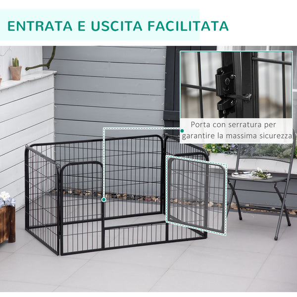 4-Panel Black Metal Dog Playpen
