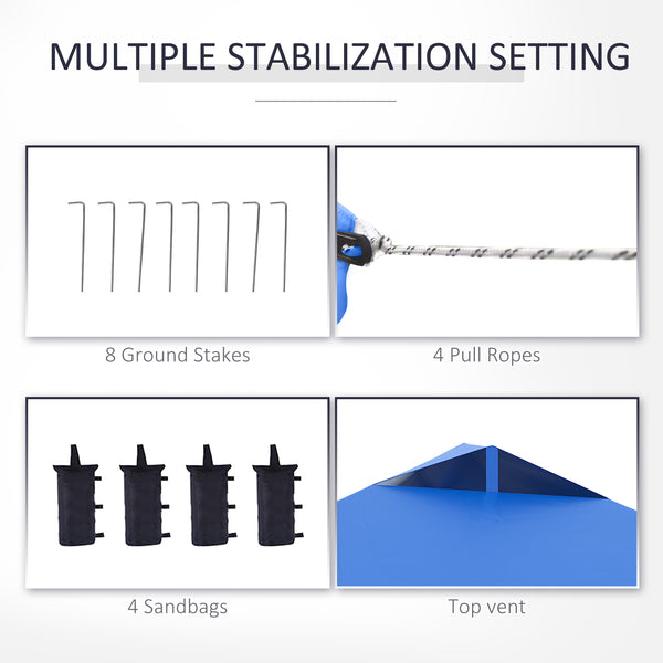 Tente pliante 10 x 10 avec sac de transport à roulettes, bleue