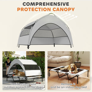 Elevated dog bed with removable canopy