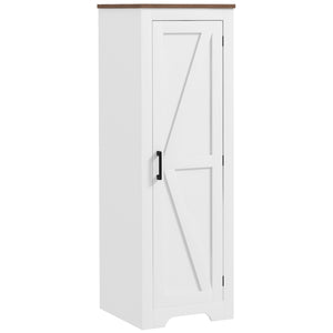 Armoire d'appoint de style ferme avec étagère réglable, blanc