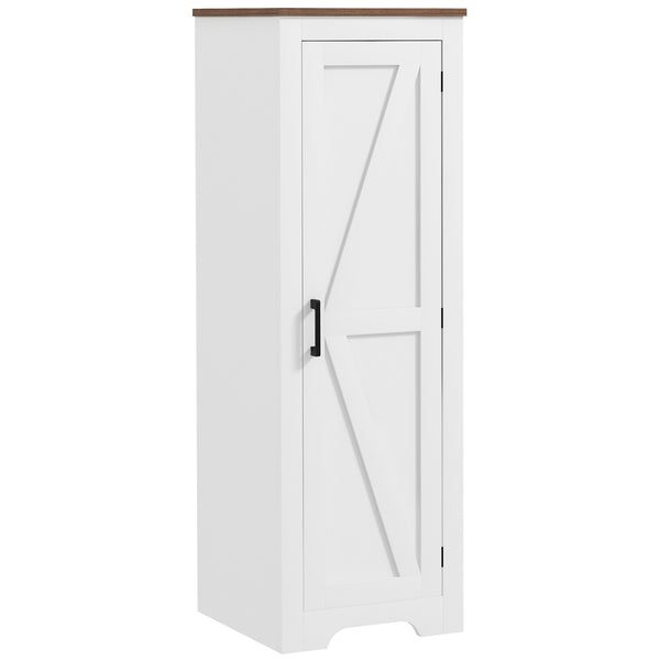 Armoire d'appoint de style ferme avec étagère réglable, blanc