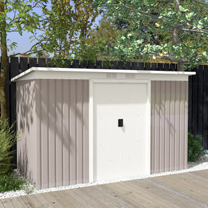 Abri de jardin en métal avec kit de fondation, ventilation et portes, gris clair