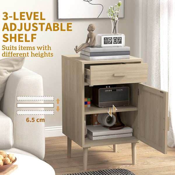 Lot de 2 tables de chevet bohèmes avec tiroir en chêne