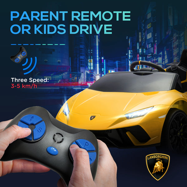 Licensed Lamborghini Huracan 12V with remote control, yellow