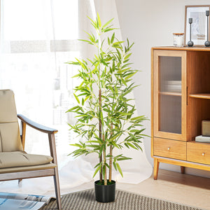 Set of 2 artificial trees, 1.20 m tall, faux indoor bamboo with pot