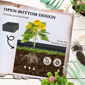 Galvanized planter with 4-tier trellis, grey