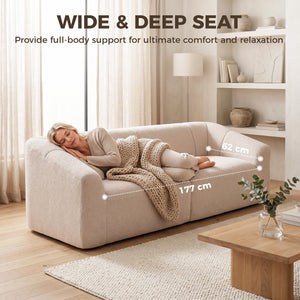 Canapé 3 places en chenille beige, 89 po