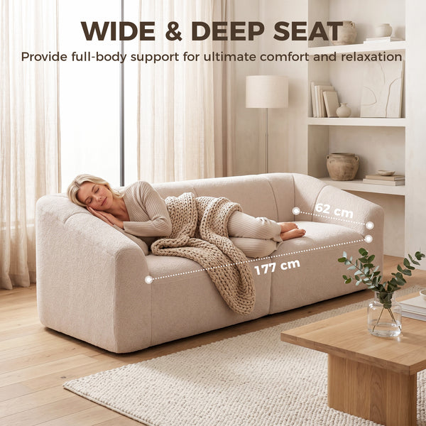 Canapé 3 places en chenille beige, 89 po