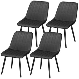 Ensemble de 4 chaises de salle à manger en similicuir avec pieds en métal, noir