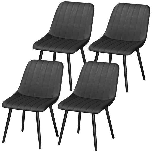 Ensemble de 4 chaises de salle à manger en similicuir avec pieds en métal, noir