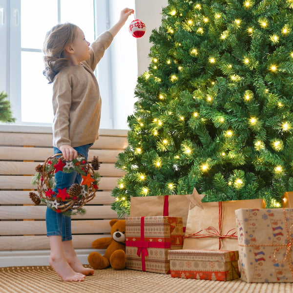 Arbre de Noël artificiel en PVC de 7 pieds avec lumières LED