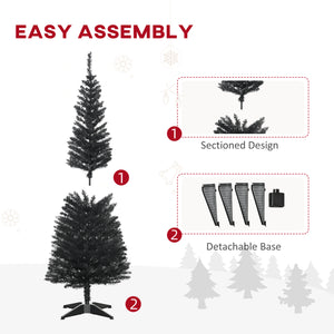 Sapin de Noël artificiel noir de 5 pieds en forme de crayon