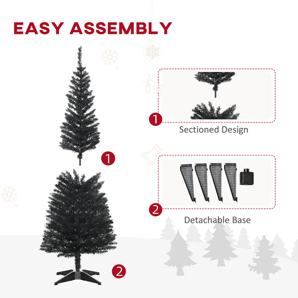 Sapin de Noël artificiel noir de 5 pieds en forme de crayon