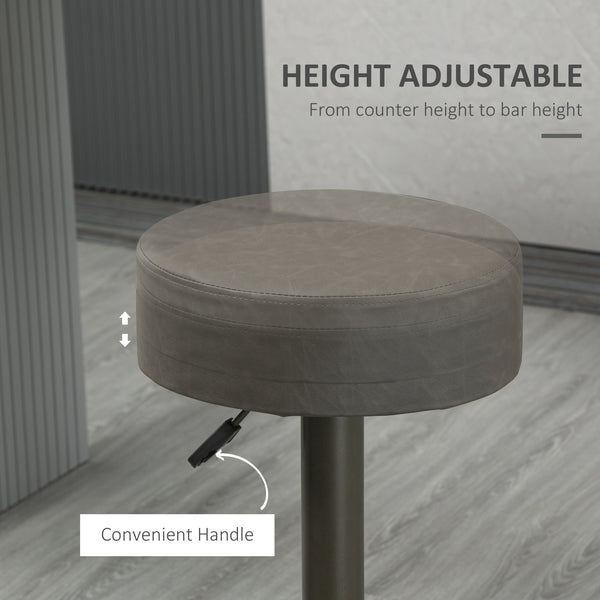 Set of 2 modern bar stools in faux leather, dark grey