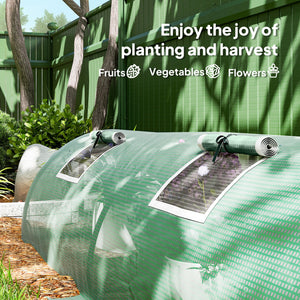 Portable mini greenhouse with 5 mesh windows and steel frame