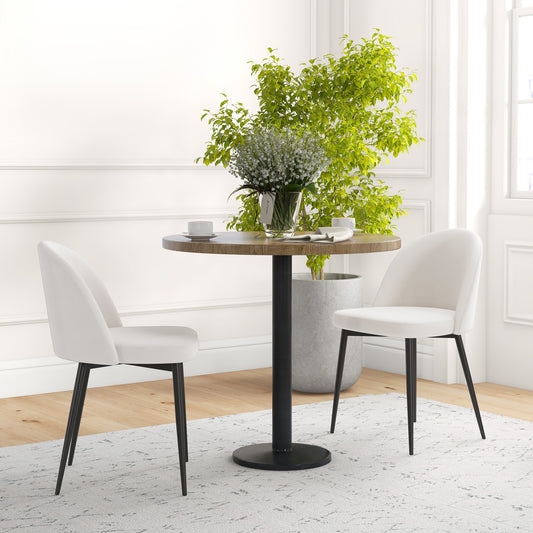 Lot de 2 chaises de salle à manger rembourrée en velours pour salon et salle à manger, blanc crème