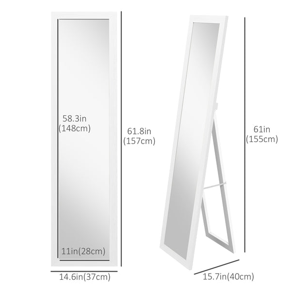 Full length standing mirror with white frame