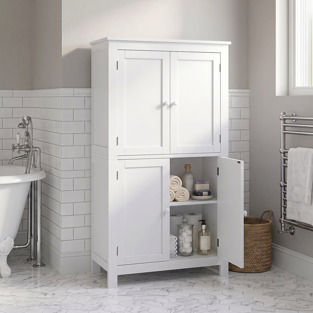 Armoire de salle de bain à 4 portes, blanche
