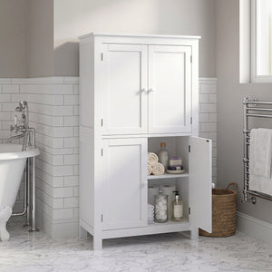 Armoire de salle de bain à 4 portes, blanche