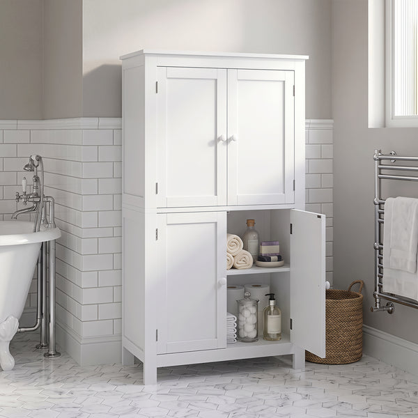 Armoire de salle de bain à 4 portes, blanche