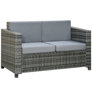 Canapé deux places en résine tressée de luxe avec coussin, gris