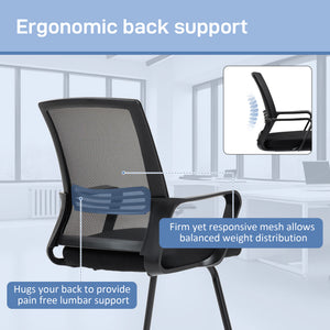 Chaise de bureau ergonomique sans roulettes, noire