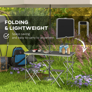 Table de pique-nique pliante avec chaises de camping, Noir.