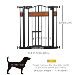 Barrière pour chien extra large avec chatière intégrée, noire