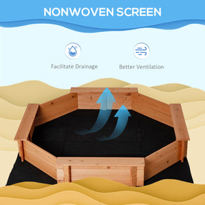 Kids Sandbox with Cover and Seat, Outdoor Children Sand Playset for Backyard, Boys and Girls, Red, 55" x 55" x 8.5"