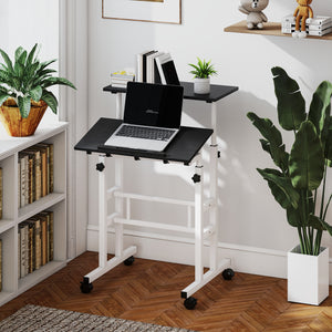 Sit-stand desk with casters, black