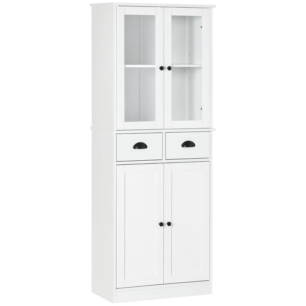 Meuble de rangement de 61 pouces avec portes en verre, blanc