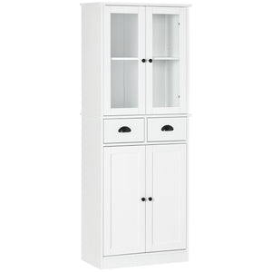Meuble de rangement de 61 pouces avec portes en verre, blanc
