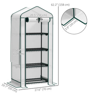 Mini greenhouse with mosquito net roof and roll-up zip door, white