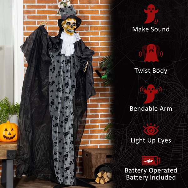 Faucheur marié animé d’Halloween de 74 po avec yeux DEL, sons et mouvements – Noir
