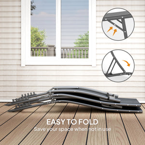 Lot de 2 chaises longues pliantes d'extérieur avec dossier réglable, appui-tête et assise en maille pour la plage et la piscine, gris