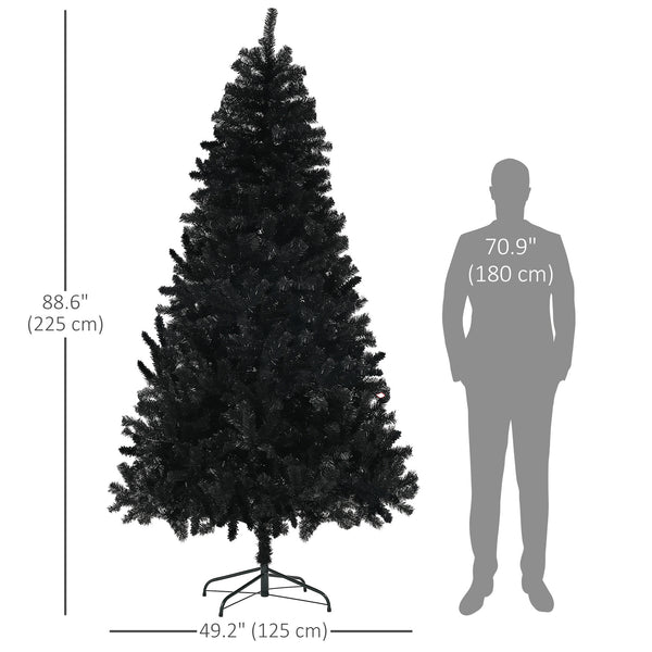 Sapins de Noël artificiels noir de 7,5 pieds avec ouverture automatique